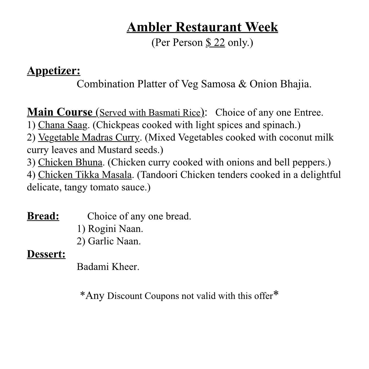 Ambler Restaurant Week Saffron Indian Kitchen Around Ambler