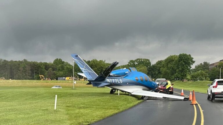 Plane on roadway near Wings Field in Blue Bell - Around Ambler